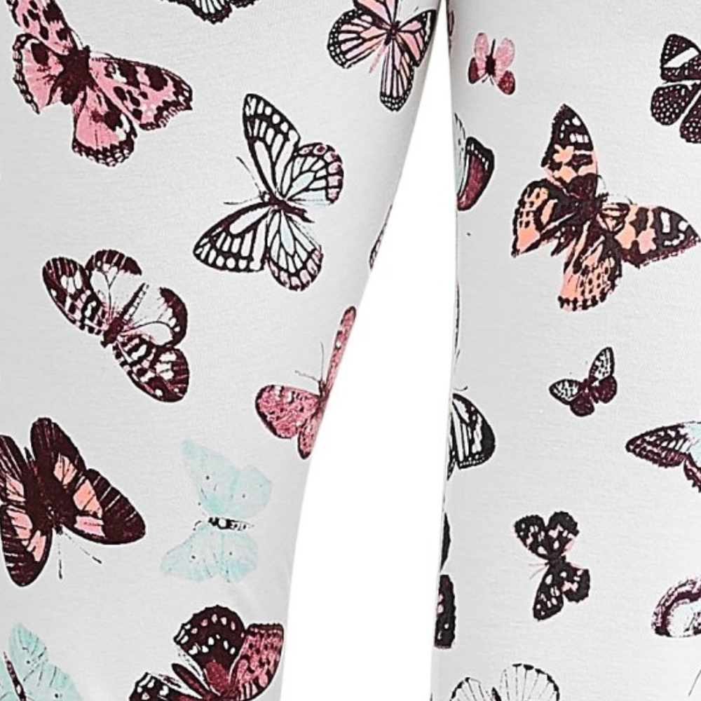 🆕️ Butterflies Multi on White Capri Leggings - L - Picture 3 of 6